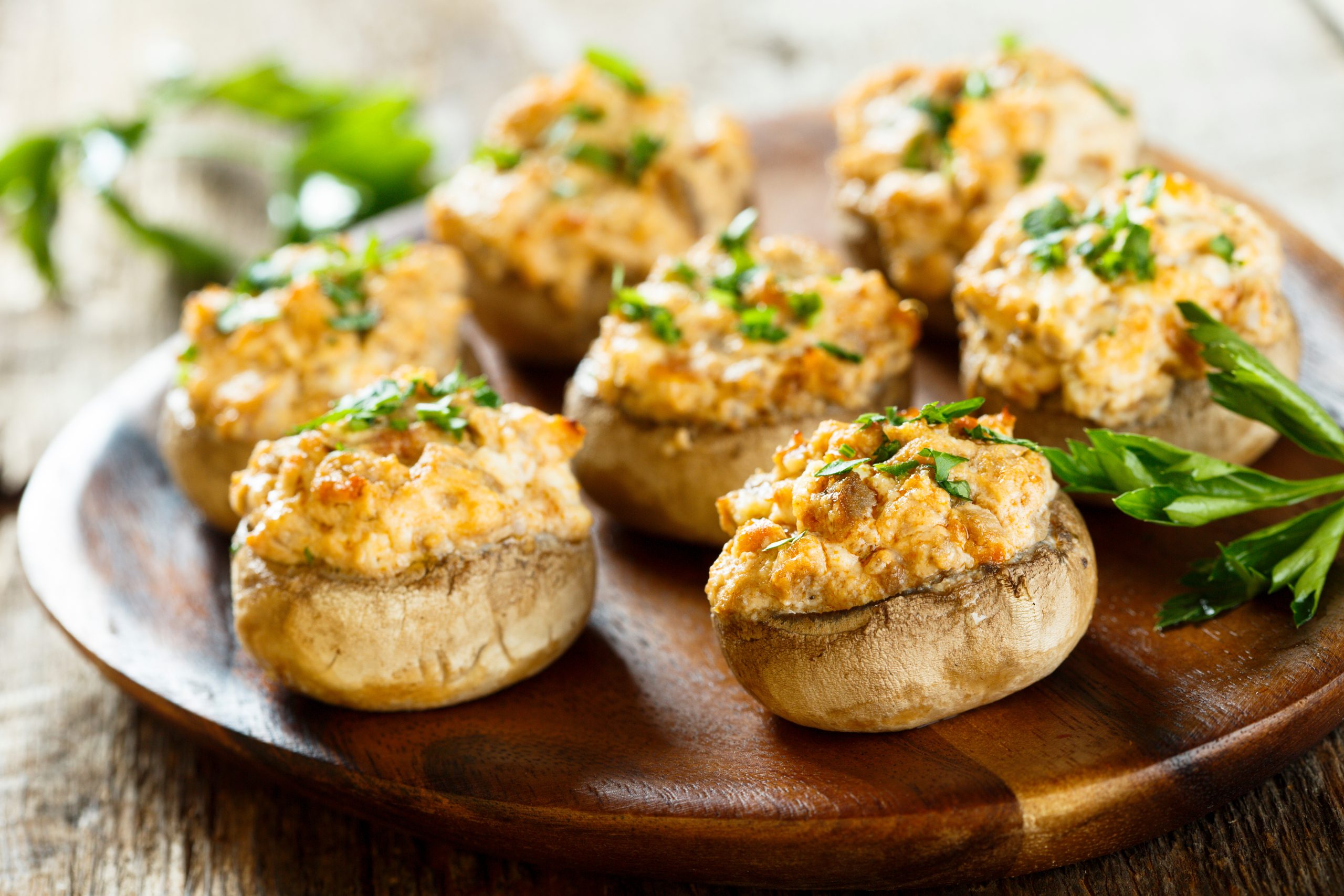 Stuffed mushrooms with salmon and cream